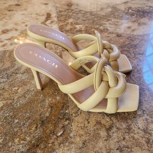 Coach Women's Yellow Heeled Mules